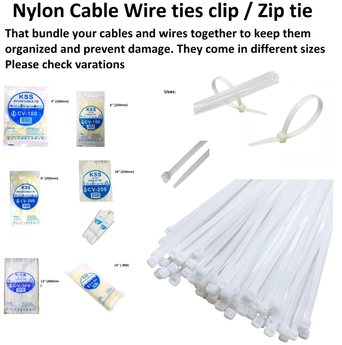Multi Purpose Cable Tie 4 Inch White Self Locking Pack Of 100